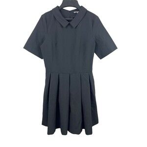 FRNCH Black Short Sleeve Collared Wednesday Adams Puffy Wide Leg Romper M